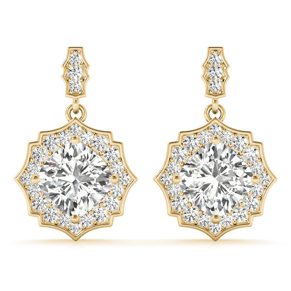 18K Yellow Gold 5/8 ct tw Halo Diamond Earring