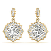 14K Yellow Gold Diamond Halo Stud Earrings