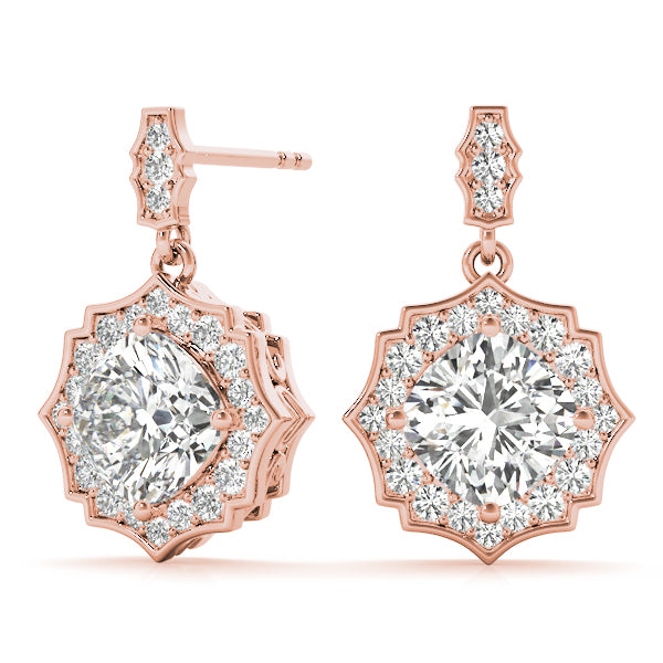 14K Rose Gold 5/8 ct tw Halo Diamond Earring