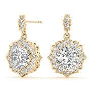 18K Yellow Gold 5/8 ct tw Halo Diamond Earring