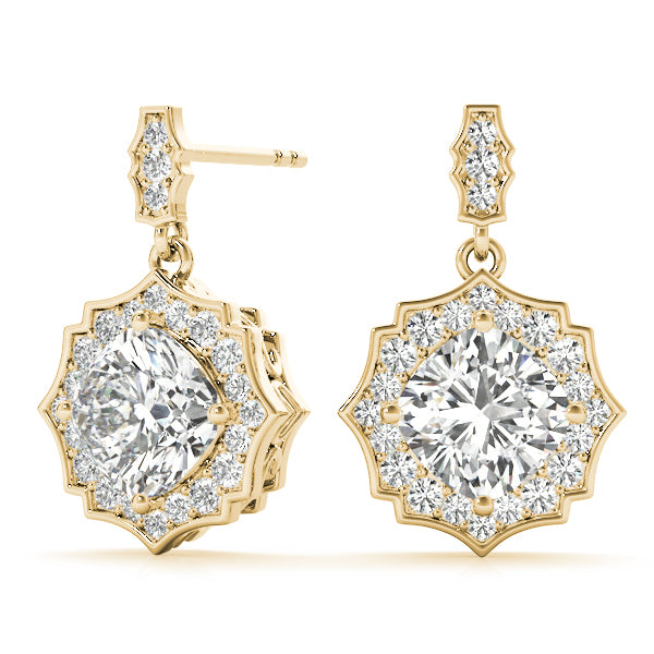 18K Yellow Gold 5/8 ct tw Halo Diamond Earring