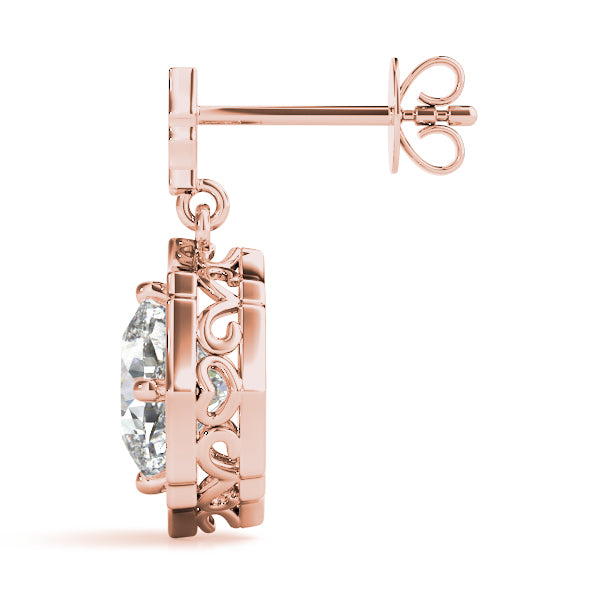 18K Rose Gold 5/8 ct tw Halo Diamond Earring