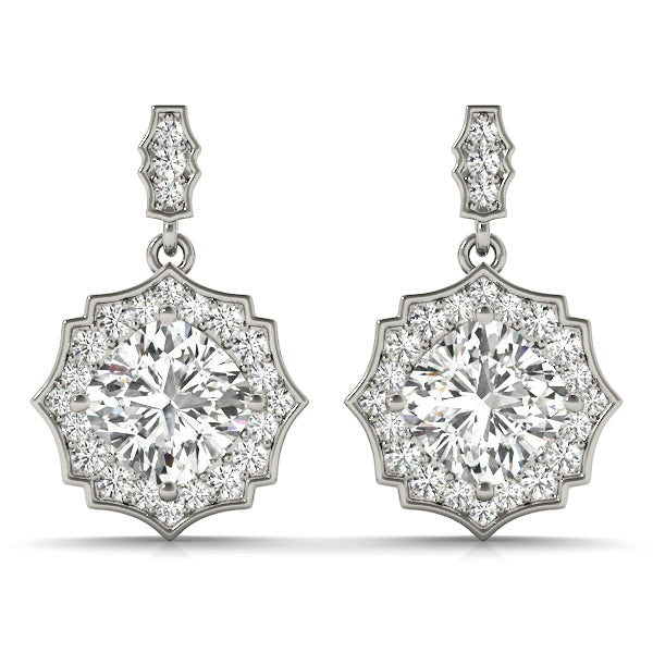 18K White Gold 5/8 ct tw Halo Diamond Earring