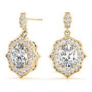 14K Yellow Gold 1/2 ct tw Halo Diamond Earring