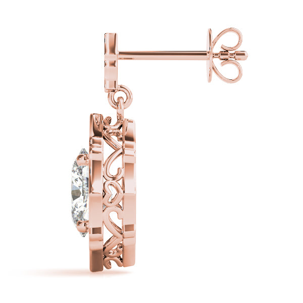 14K Rose Gold 1/2 ct tw Halo Diamond Earring