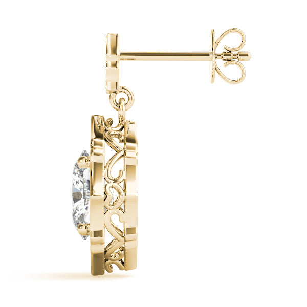 18K Yellow Gold 1/2 ct tw Halo Diamond Earring