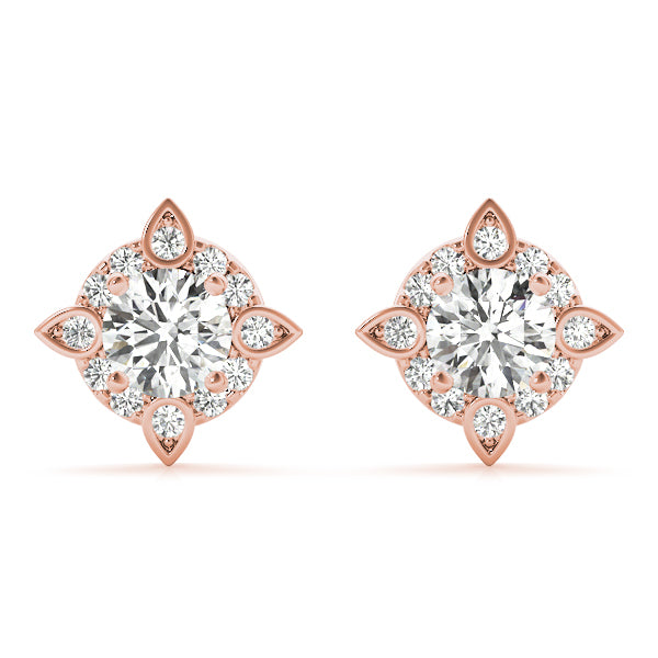 14K Rose Gold 5/8 ct tw Halo Diamond Earring