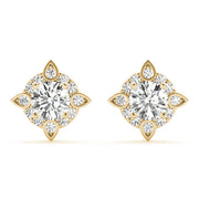 14K Yellow Gold Diamond Halo Stud Earrings