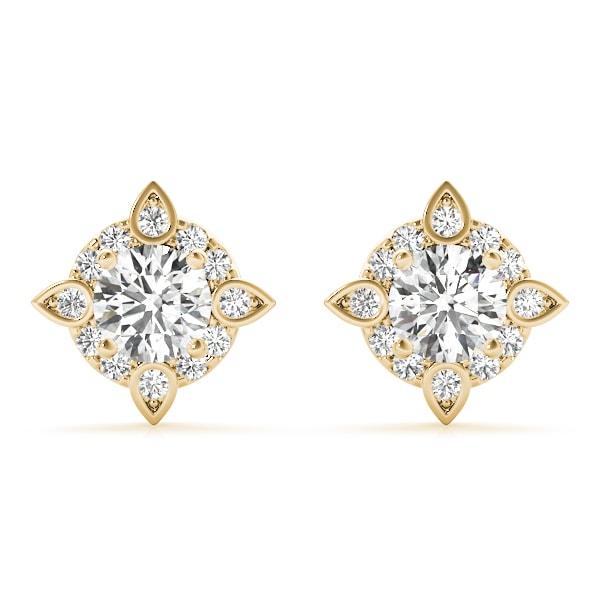 14K Yellow Gold 5/8 ct tw Halo Diamond Earring