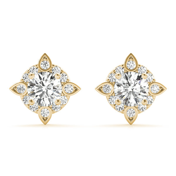 18K Yellow Gold 5/8 ct tw Halo Diamond Earring