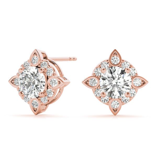 18K Rose Gold 5/8 ct tw Halo Diamond Earring