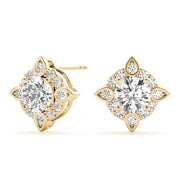 14K Yellow Gold 5/8 ct tw Halo Diamond Earring