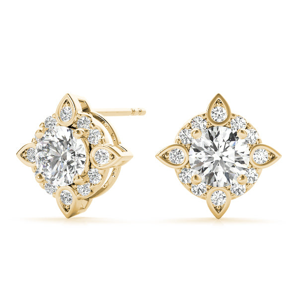 14K Yellow Gold 5/8 ct tw Halo Diamond Earring