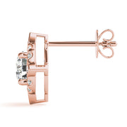 18K Rose Gold 5/8 ct tw Halo Diamond Earring