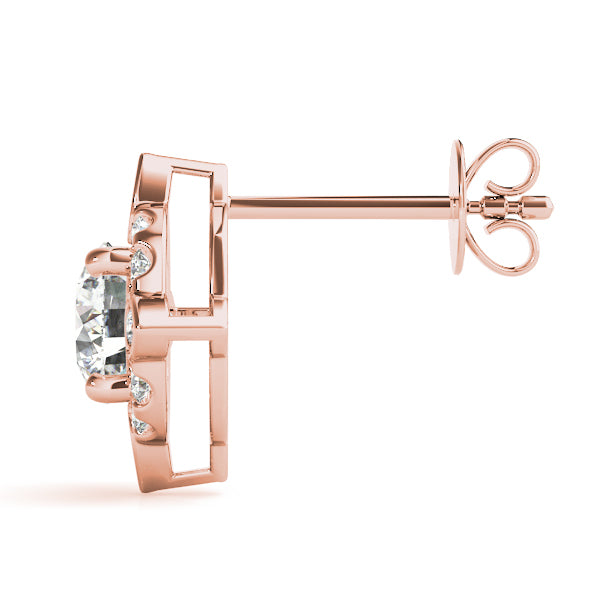 18K Rose Gold 5/8 ct tw Halo Diamond Earring