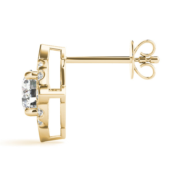 14K Yellow Gold 5/8 ct tw Halo Diamond Earring