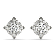 Round Diamond Halo Stud Earrings