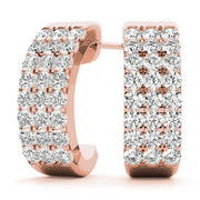 Rose Gold Diamond J-Hoop Earrings | 1/2 ct Total