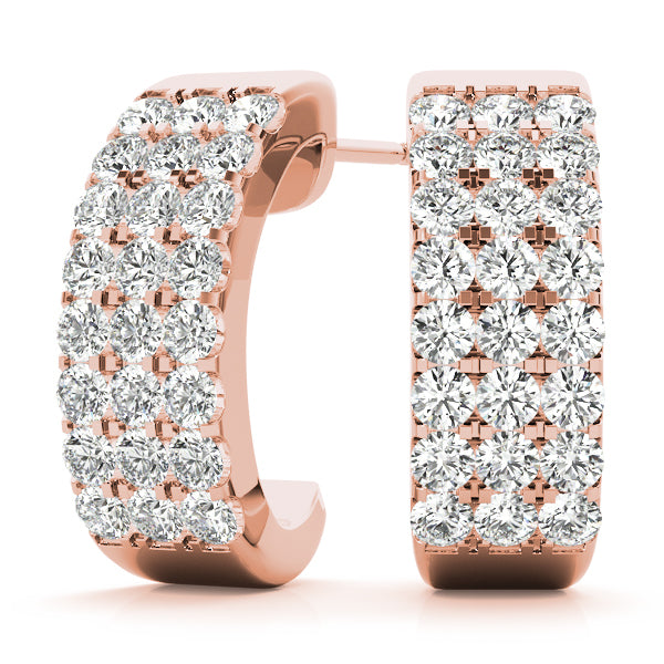 14K Rose Gold 1/2 ct tw J-Hoops Diamond Earring