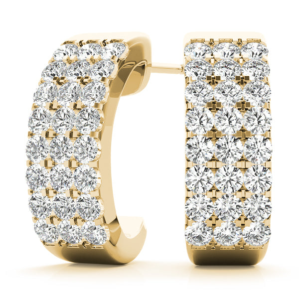 14K Yellow Gold Diamond J-Hoop Earrings