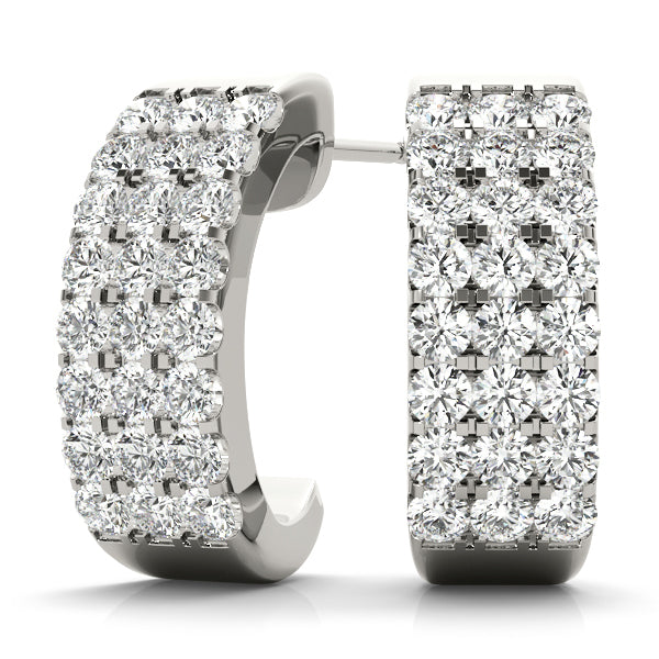 14K Diamond Round J-Hoops Earrings