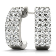 14K Diamond Round J-Hoops Earrings