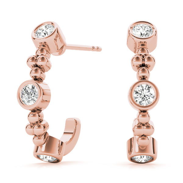 18K Rose Gold 1/2 ct tw J-Hoops Diamond Earring