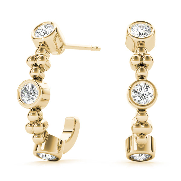 14K Yellow Gold 1/2 ct tw J-Hoops Diamond Earring
