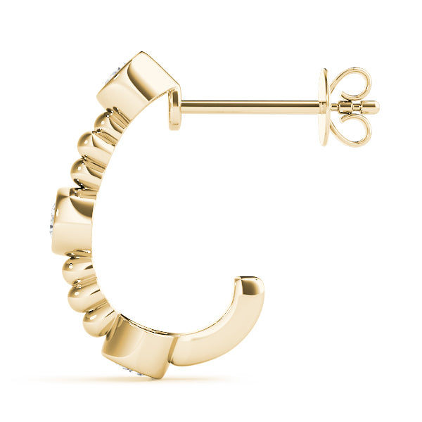 18K Yellow Gold 1/2 ct tw J-Hoops Diamond Earring