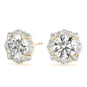 14K Yellow Gold 1 1/5 ct tw Halo Diamond Earring