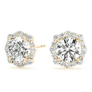 18K Yellow Gold 1 1/5 ct tw Halo Diamond Earring