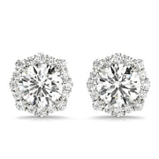 14K White Gold 1 1/5 ct tw Halo Diamond Earring