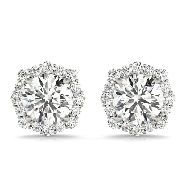 14K White Gold 1 1/5 ct tw Halo Diamond Earring