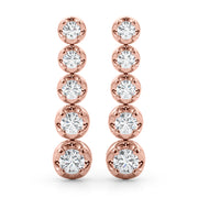 14K Rose Gold Diamond Drop Earrings