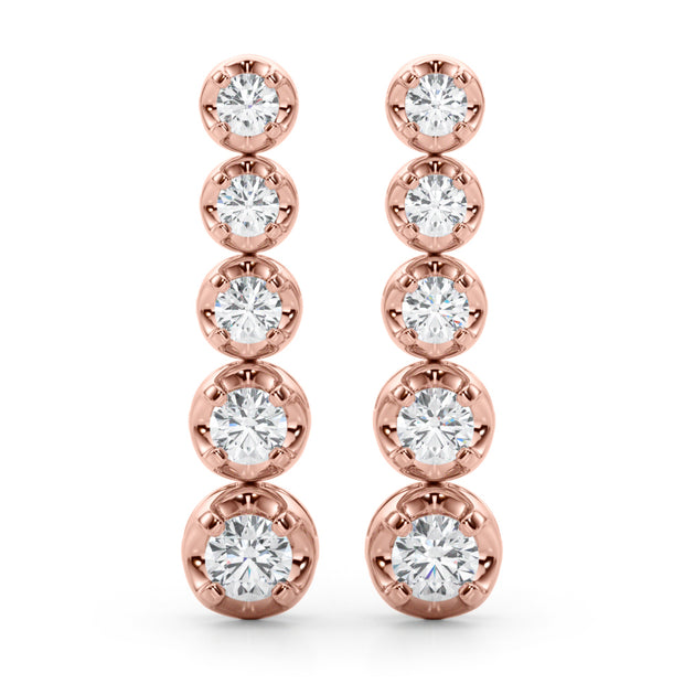 14K Rose Gold Diamond Drop Earrings