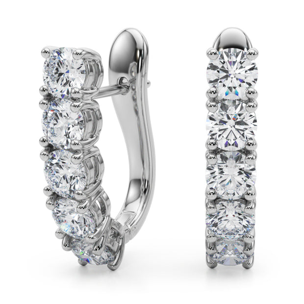 Diamond Round J-Hoop Earring Set