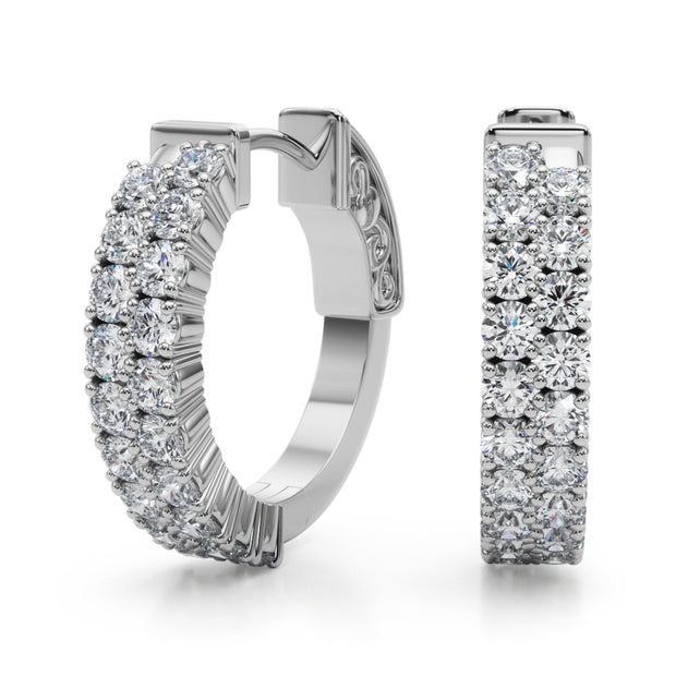 Round Diamond Hoop Earrings