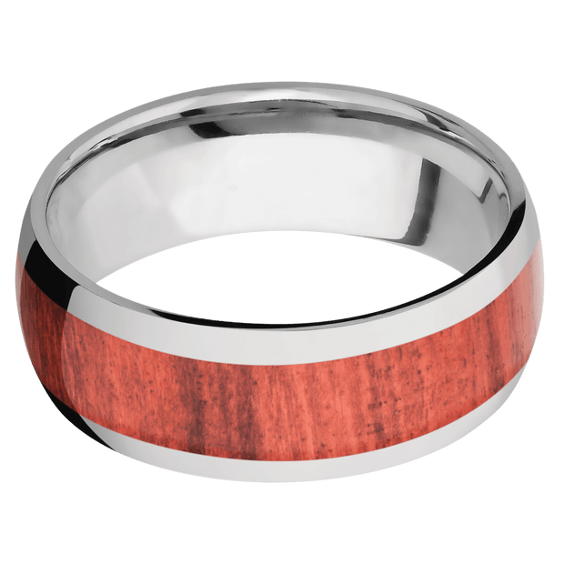 Titanium with Polish Finish and Red Heart Inlay