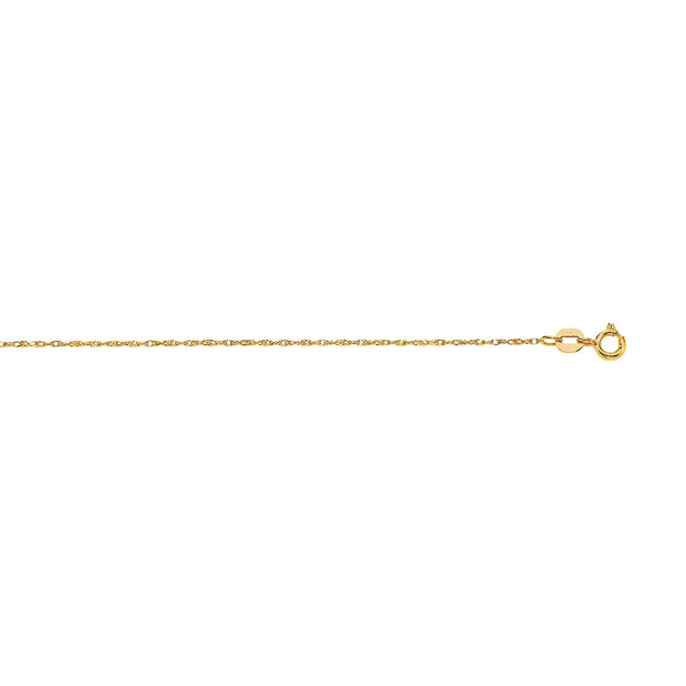 14K Gold .8mm Machine Rope Chain (Carded)