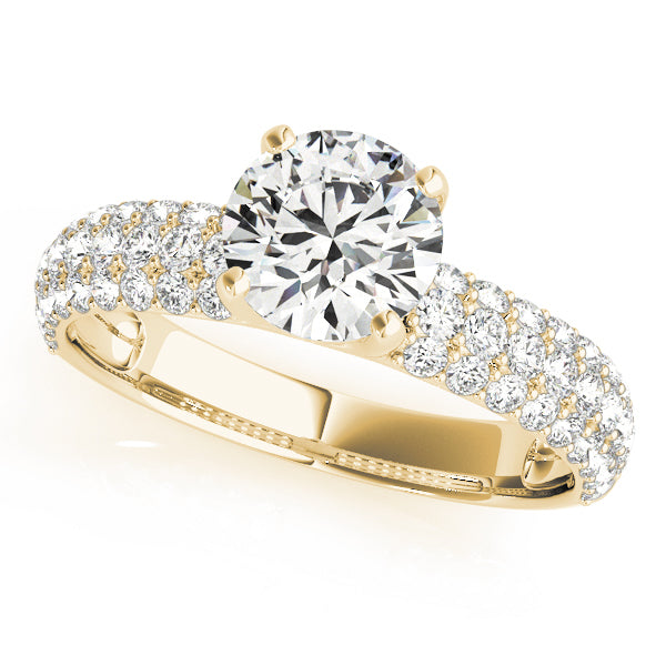 14K Yellow Gold Diamond Pave Engagement Ring