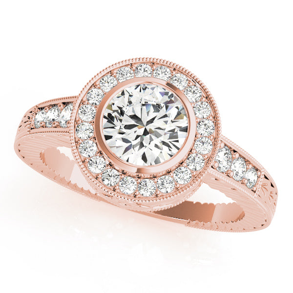 14K Rose Gold 1.05 ctw Diamond Halo Engagement Ring