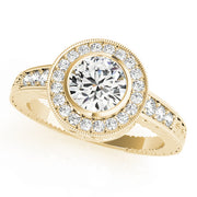 14K Yellow Gold 1.05 ctw Round Diamond Halo Ring