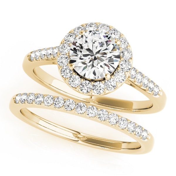 18K Yellow Gold 1 3/8 ct tw Halo Diamond Engagement Ring