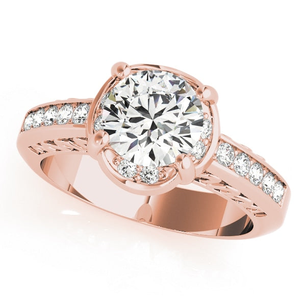 18K Rose Gold 1 1/6 ct tw Single Row Diamond Engagement Ring