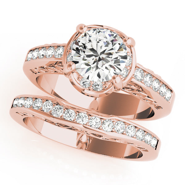 18K Rose Gold 1 1/6 ct tw Single Row Diamond Engagement Ring