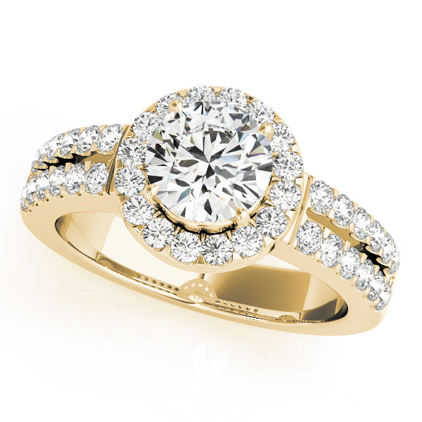 14K Yellow Gold 1 ct Diamond Halo Engagement Ring