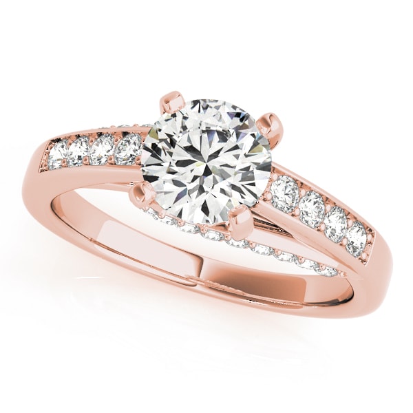 14K Rose Gold 1 1/3 ct tw Single Row Diamond Engagement Ring
