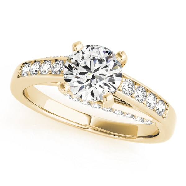 18K Yellow Gold 1 1/3 ct tw Single Row Diamond Engagement Ring