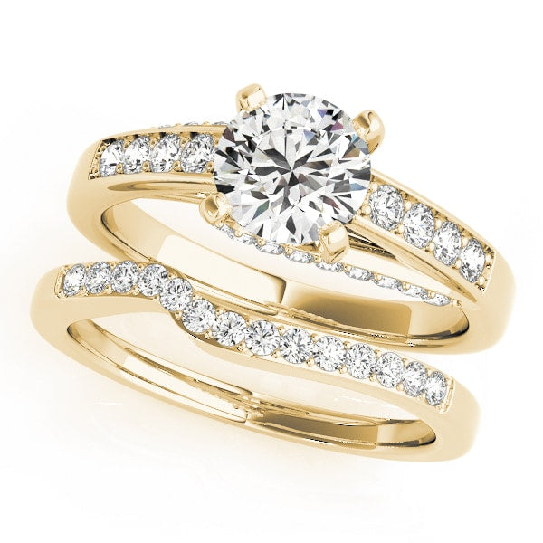 18K Yellow Gold 1 1/3 ct tw Single Row Diamond Engagement Ring