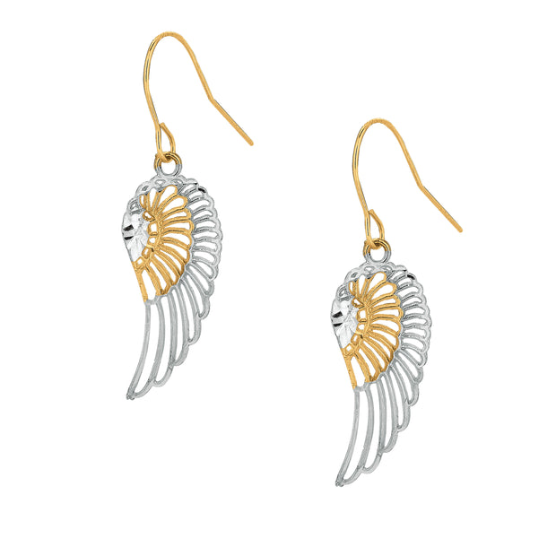 10K Gold Angel Wing Drop Earring